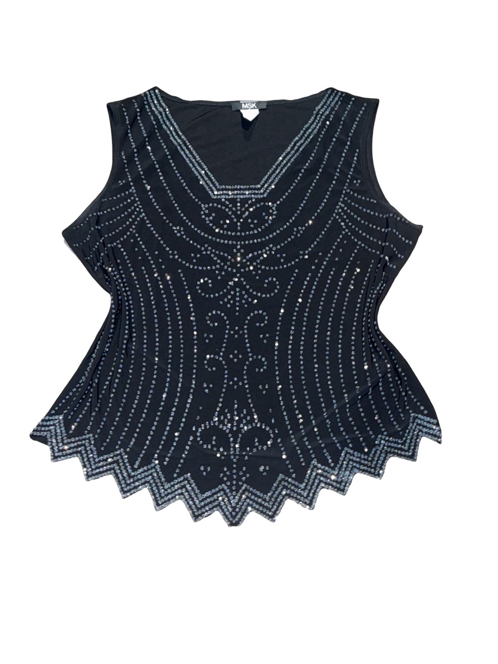 Vintage MSK Black sequin Sleeveless Evening Top